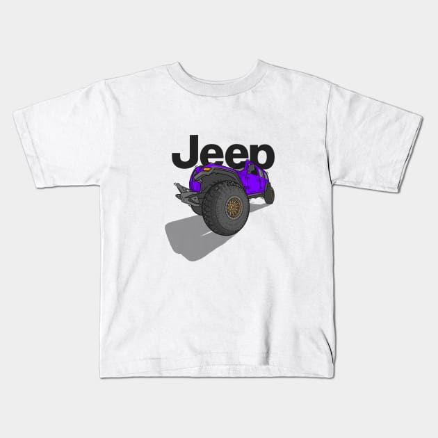 Jeep Design - Purple Kids T-Shirt by 4x4 Sketch